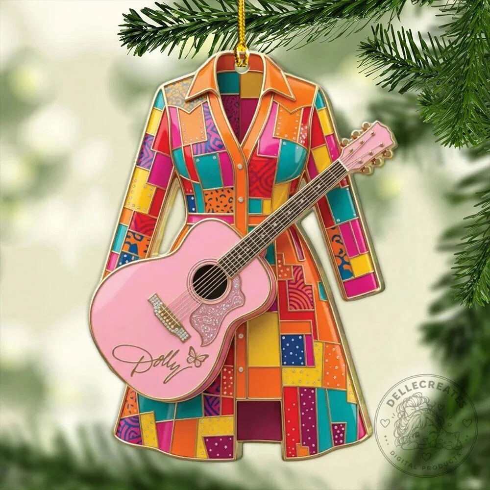 Christmas Tree Ornament Featuring Dolly Parton Coat and Guitar