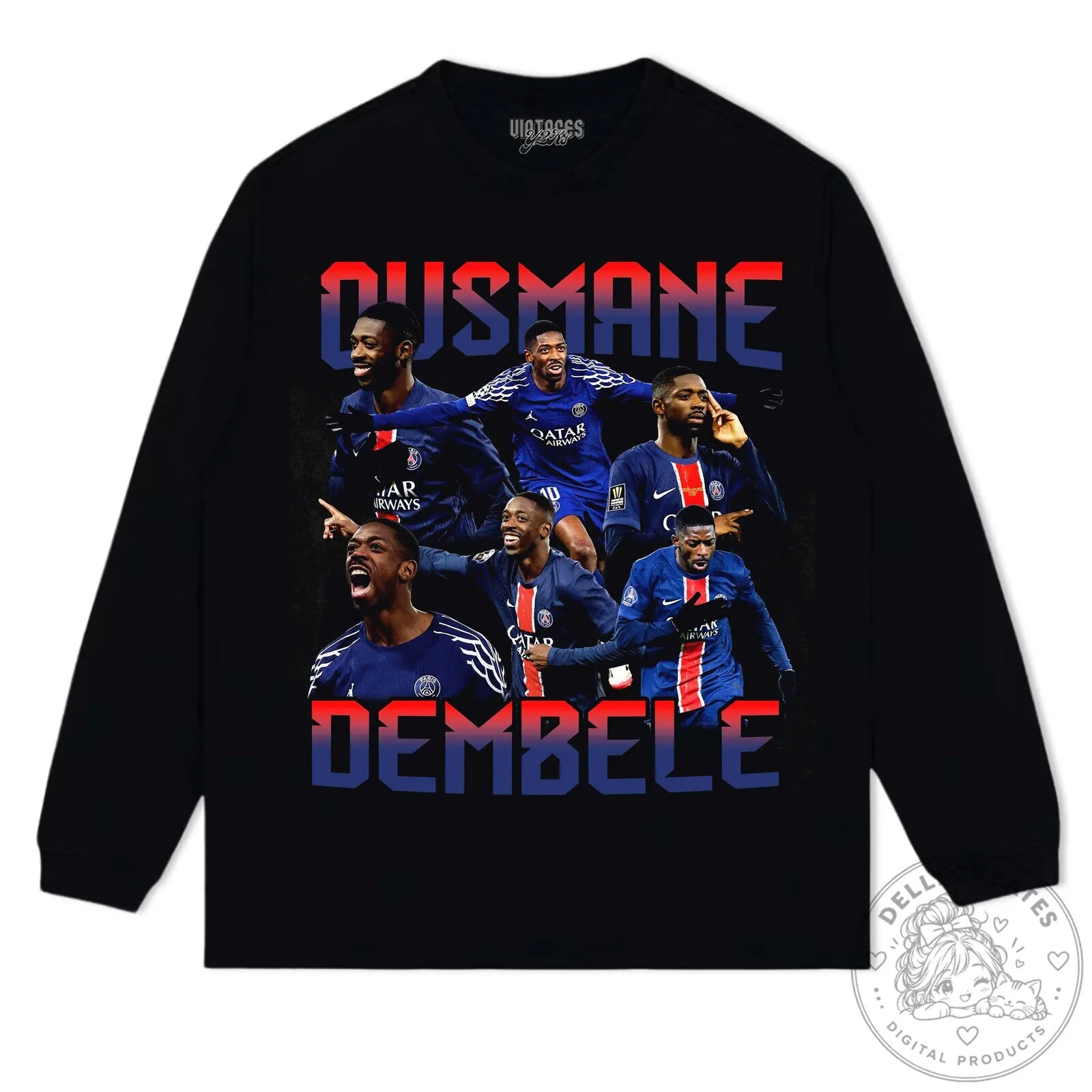 Ousmane Dembele Football Star Collage Black Graphic T-Shirt 16 Ousmane Dembele Football Star Collage Black Graphic T-Shirt