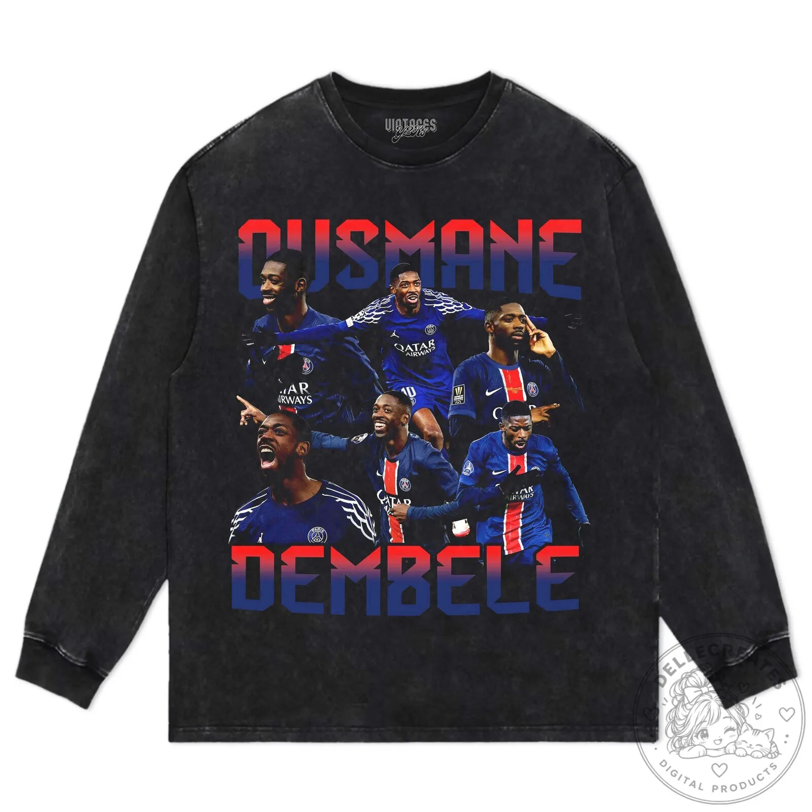 Ousmane Dembele Football Star Collage Black Graphic T-Shirt 17 Ousmane Dembele Football Star Collage Black Graphic T-Shirt