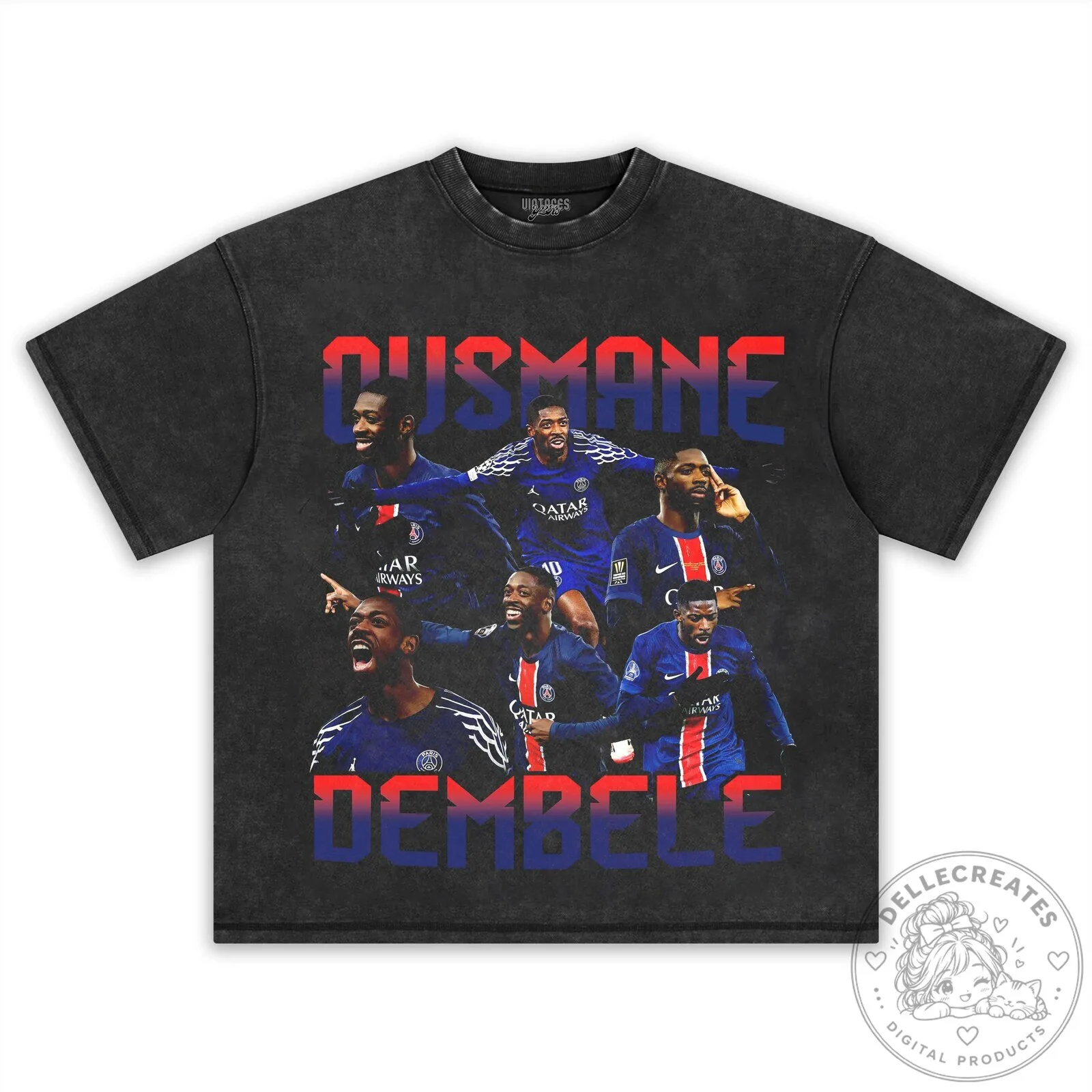 Ousmane Dembele Football Star Collage Black Graphic T-Shirt 20 Ousmane Dembele Football Star Collage Black Graphic T-Shirt