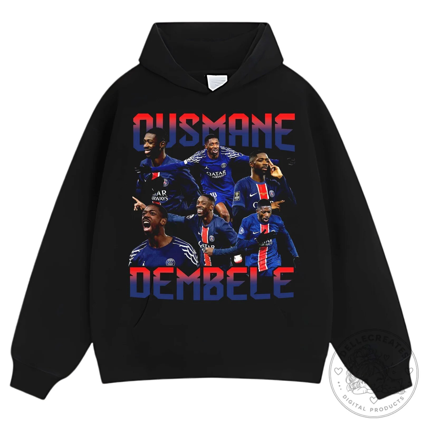 Ousmane Dembele Football Star Collage Black Graphic T-Shirt 23 Ousmane Dembele Football Star Collage Black Graphic T-Shirt