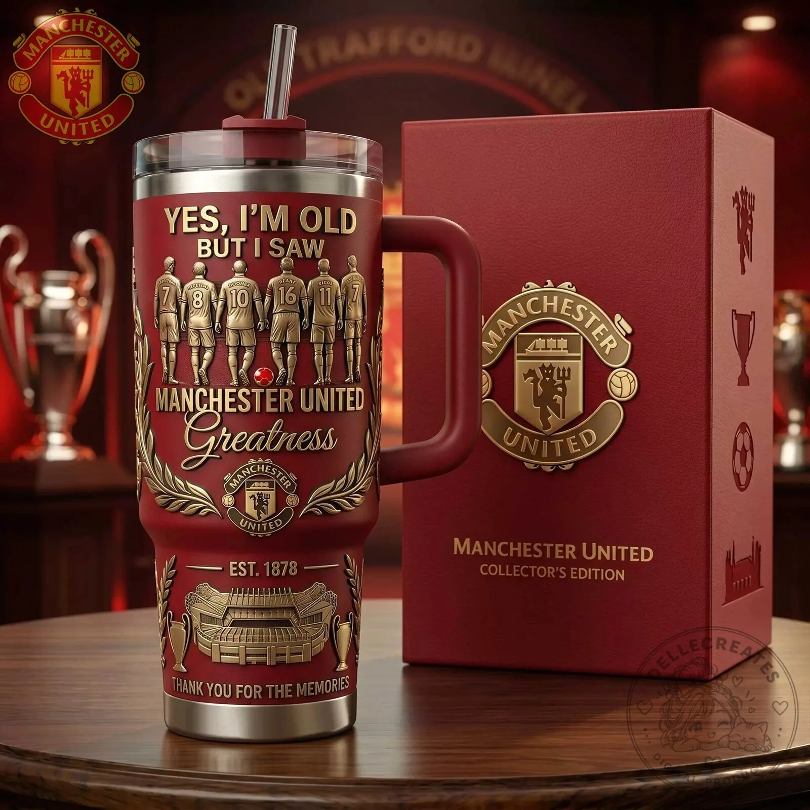 Manchester United Football Club Greatness Stainless Steel Tumbler with Handle