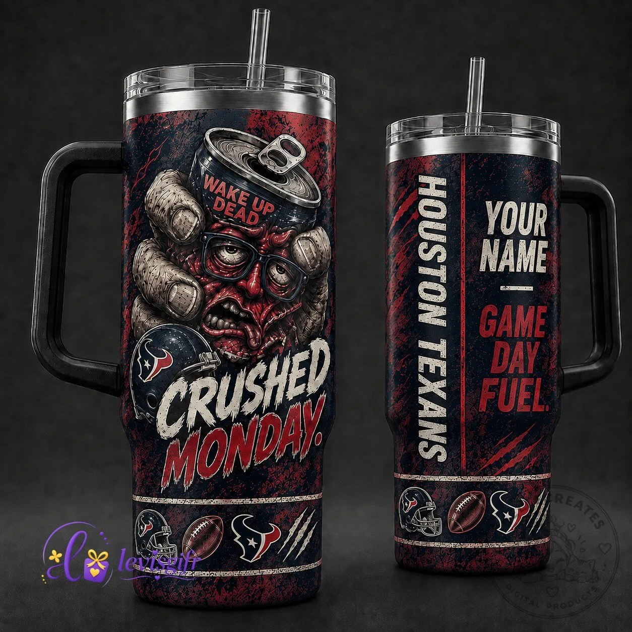 Houston Texans Crushed Monday Personalized Football Tumbler 2 Houston Texans Crushed Monday Personalized Football Tumbler