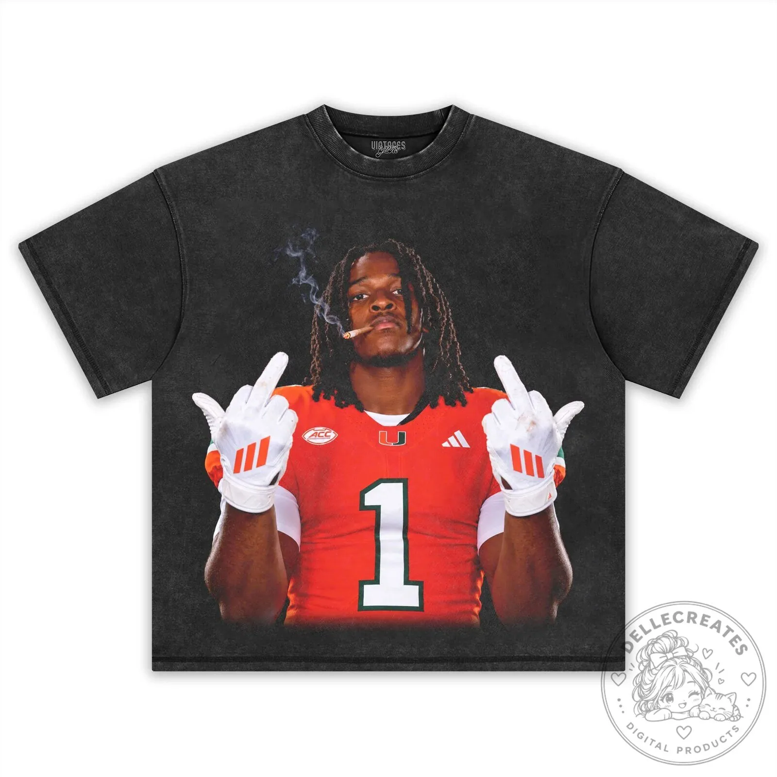 Black T-Shirt featuring Malachi Toney's Middle Finger Graphic 12 Black T-Shirt featuring Malachi Toney