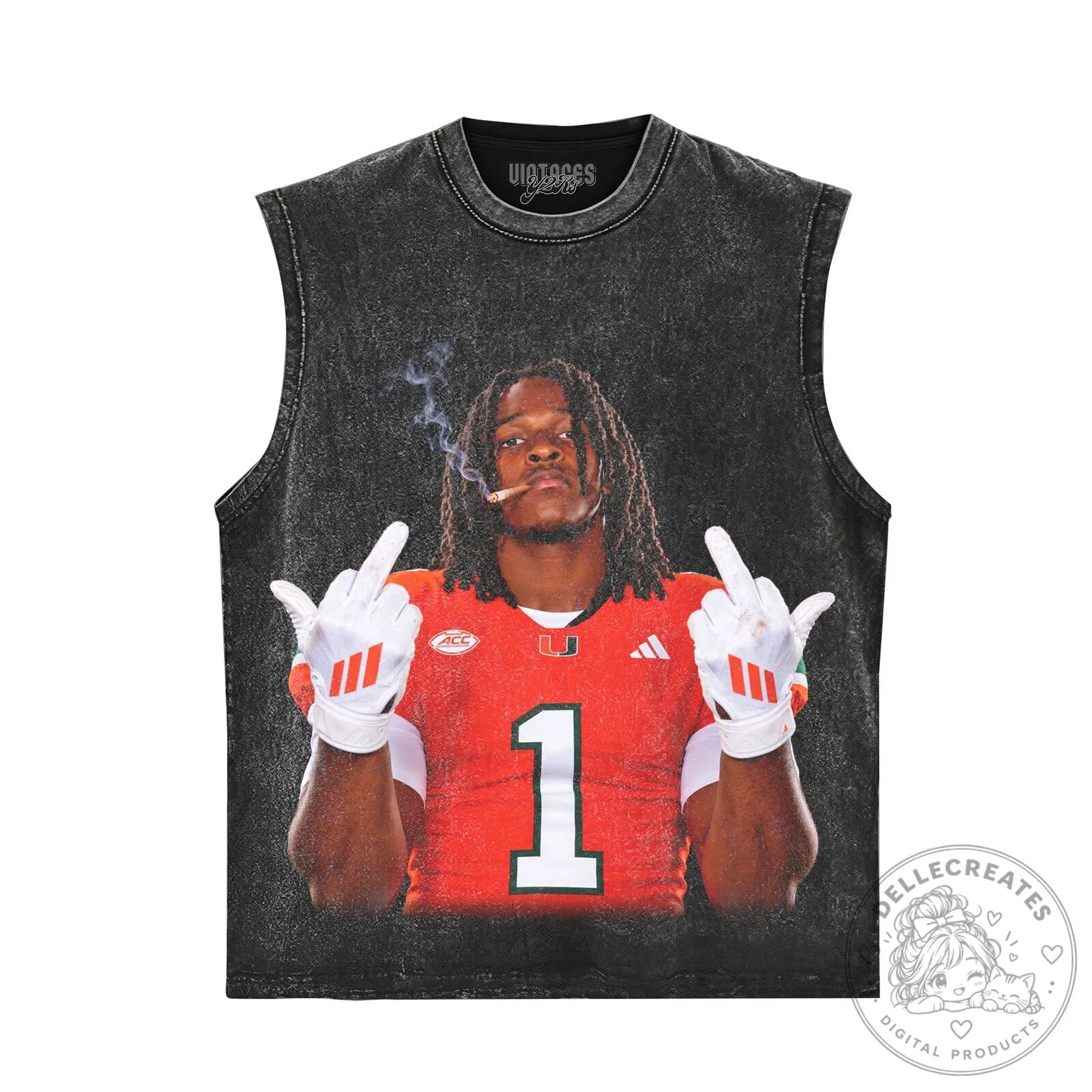 Black T-Shirt featuring Malachi Toney's Middle Finger Graphic 13 Black T-Shirt featuring Malachi Toney