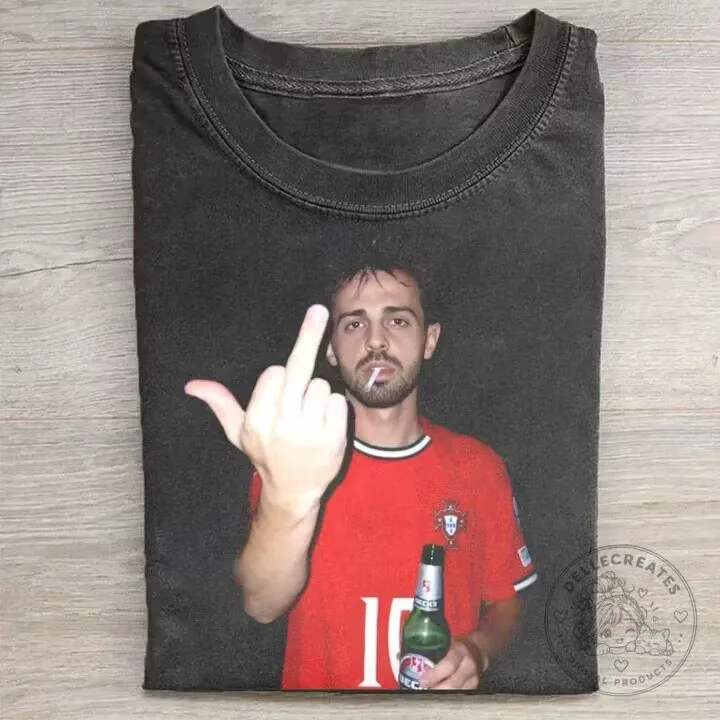 Bernardo Silva Portugal Football Player Middle Finger Graphic T-Shirt