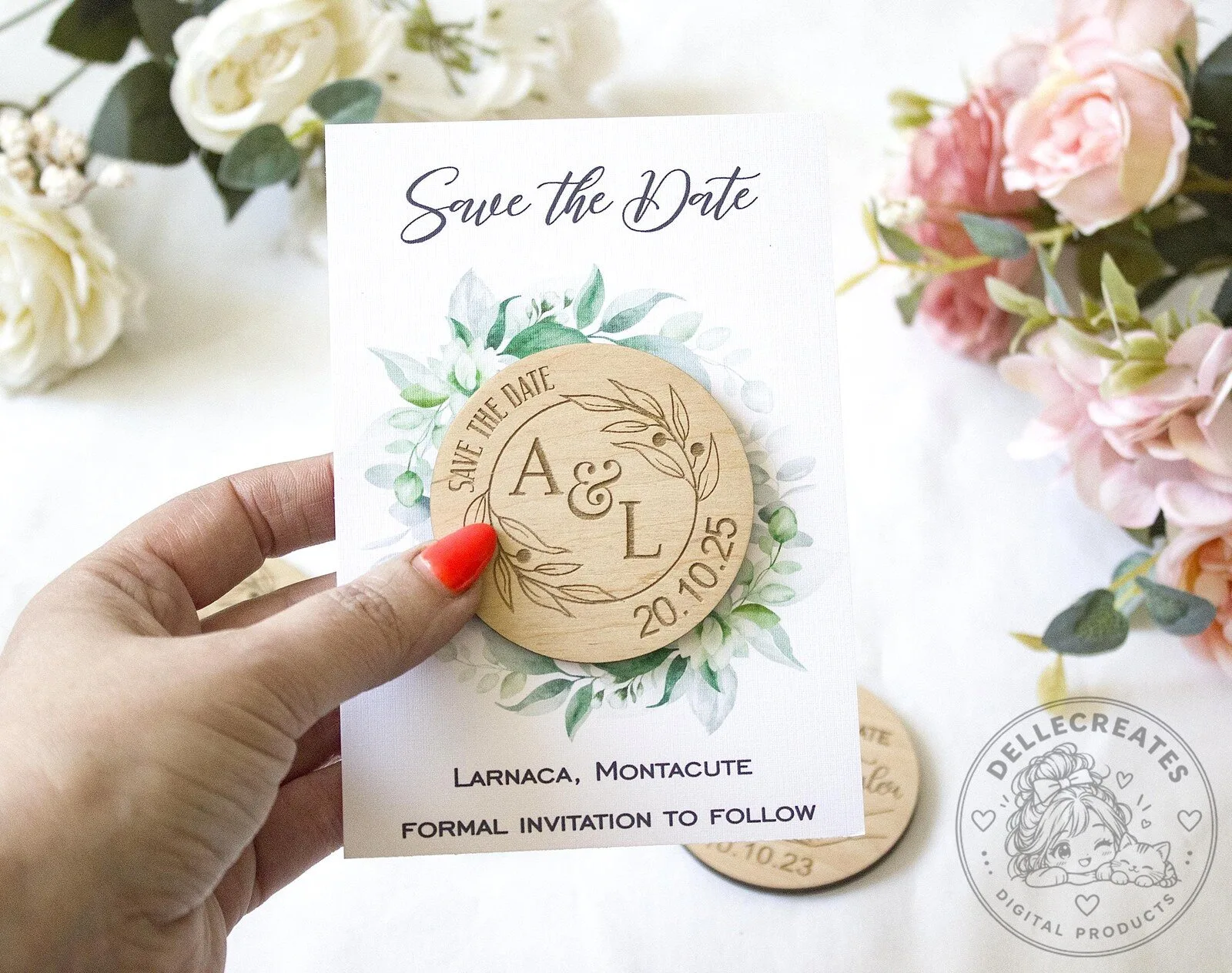Personalized Save the Date Wooden Magnet Wedding Invitation