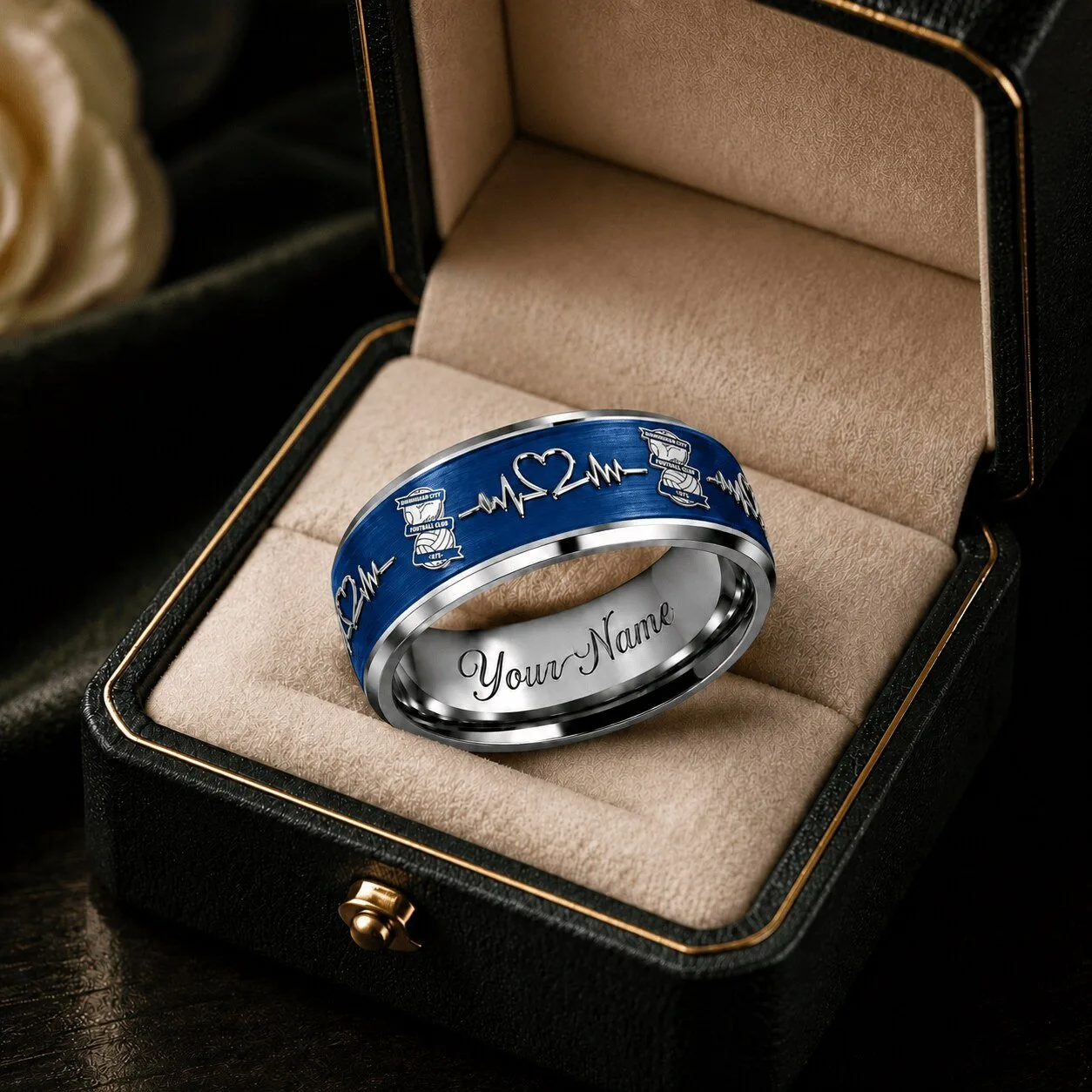 Birmingham City Football Club EFL Championship Heartbeat Custom Engraved Ring