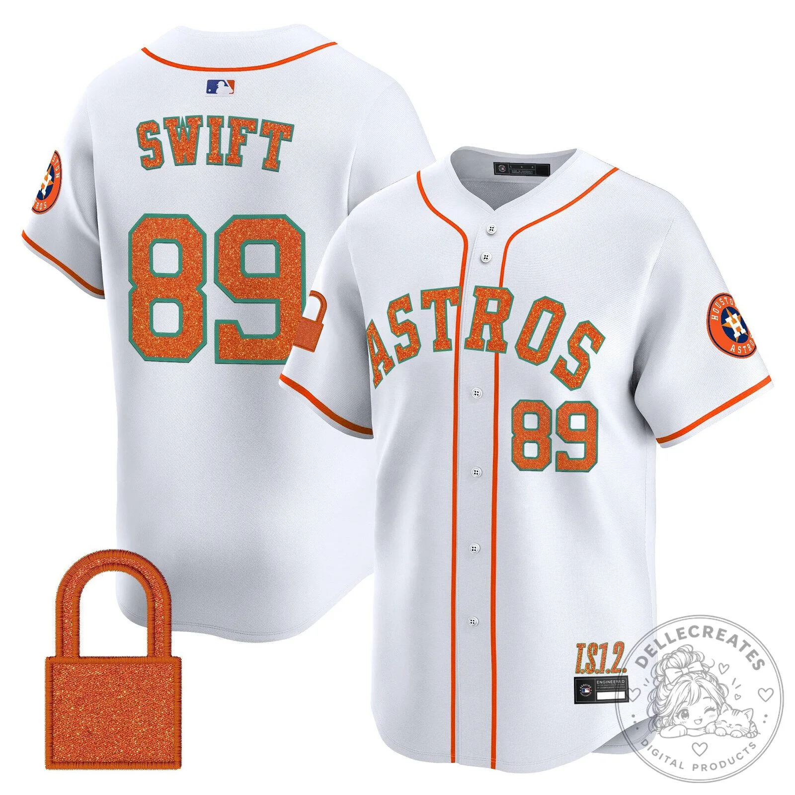 Taylor Swift Houston Astros Baseball Jersey White Glitter Number 89