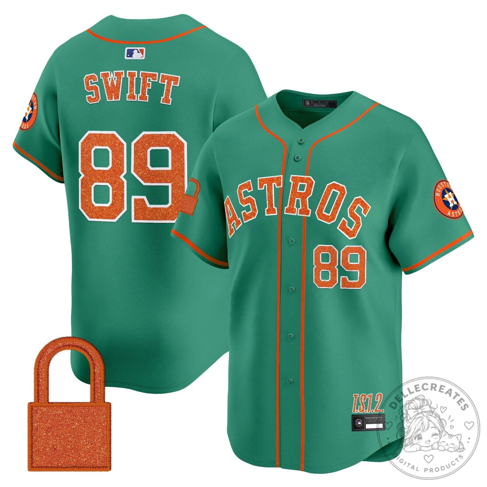 Taylor Swift Houston Astros Baseball Jersey White Glitter Number 89 37 Taylor Swift Houston Astros Baseball Jersey White Glitter Number 89