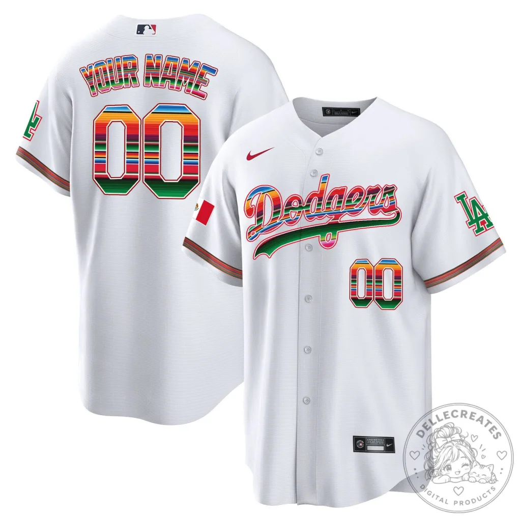 Dodgers Mexico City Series Custom White Baseball Jersey