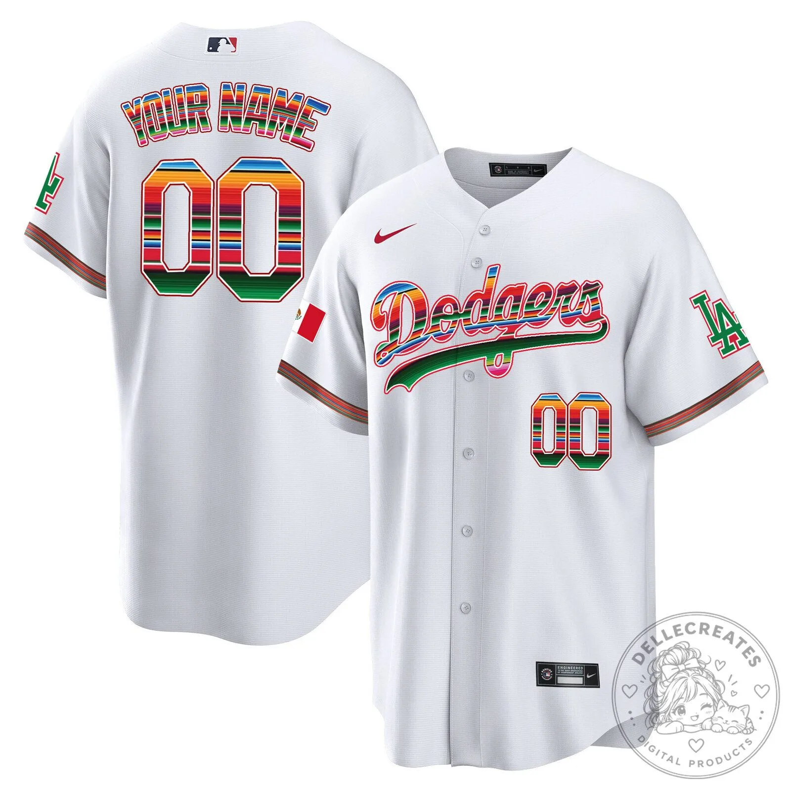Dodgers Mexico City Series Custom White Baseball Jersey
