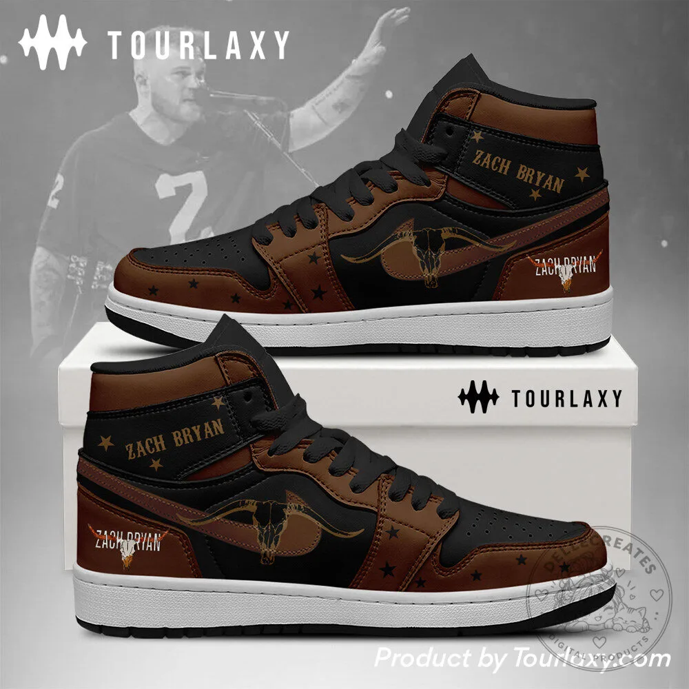 Country Music Zach Bryan Bull Skull Brown High Top Sneakers