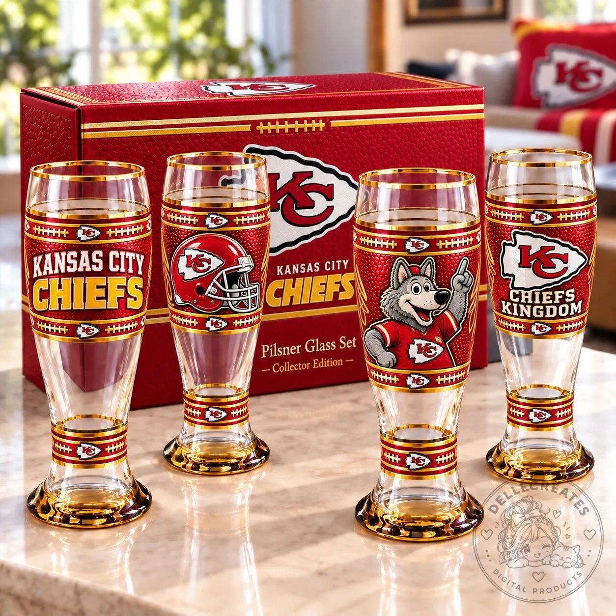 Kansas City Chiefs Pilsner Glass Set Collector Edition