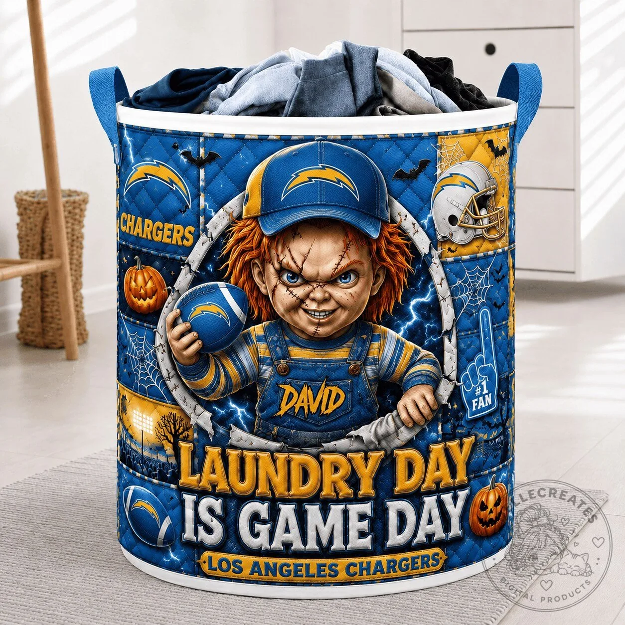 Los Angeles Chargers Chucky Halloween Laundry Day Is Game Day Laundry Basket