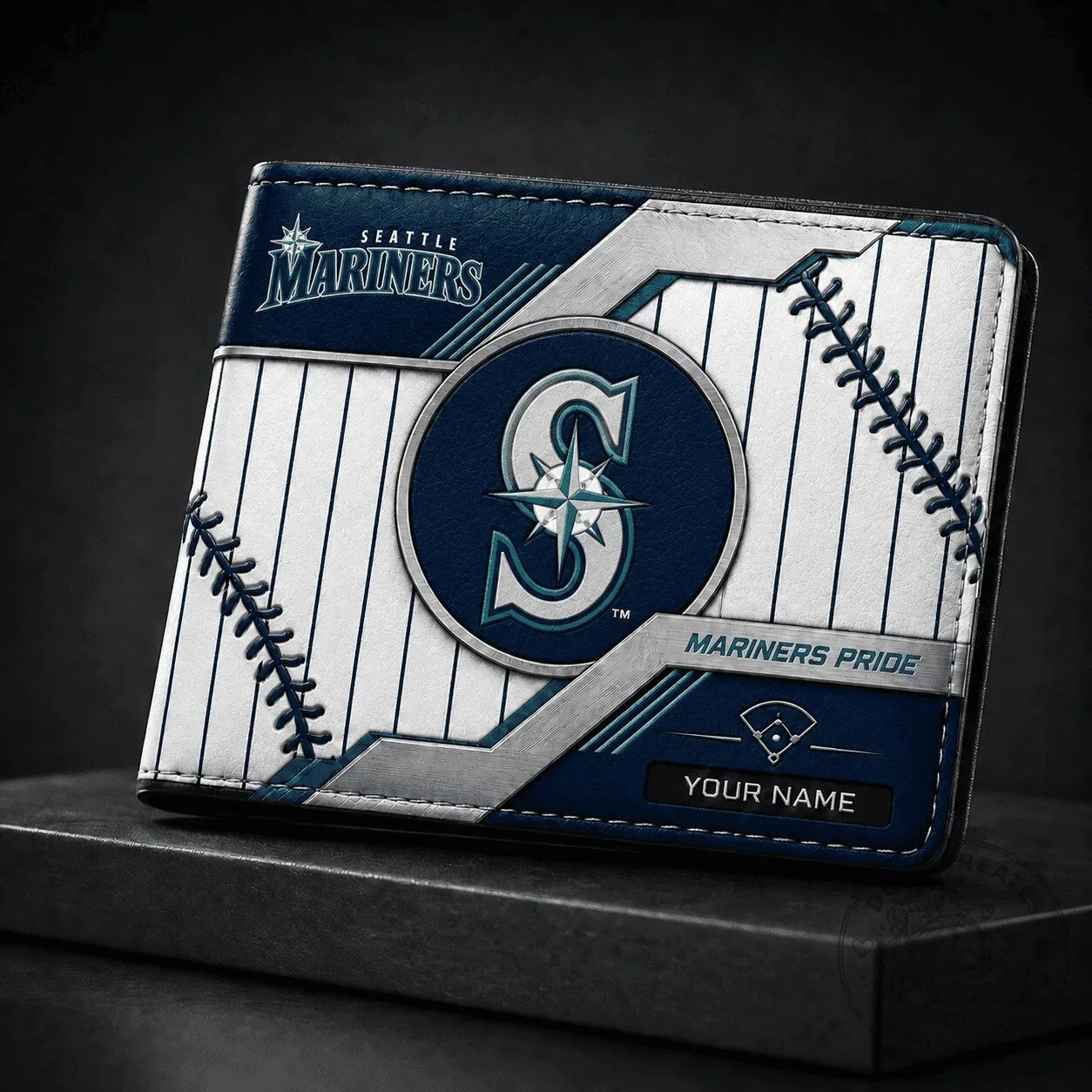 Seattle Mariners Major League Baseball Personalized Baseball Stitching Wallet