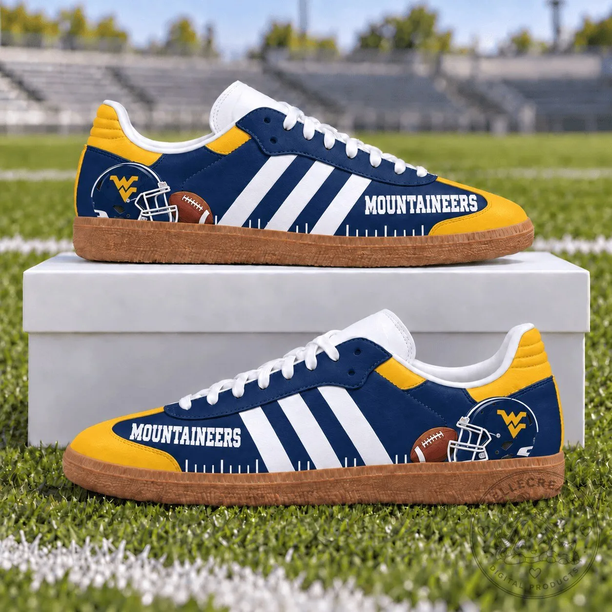West Virginia Mountaineers Football Team Blue and Gold Sneakers
