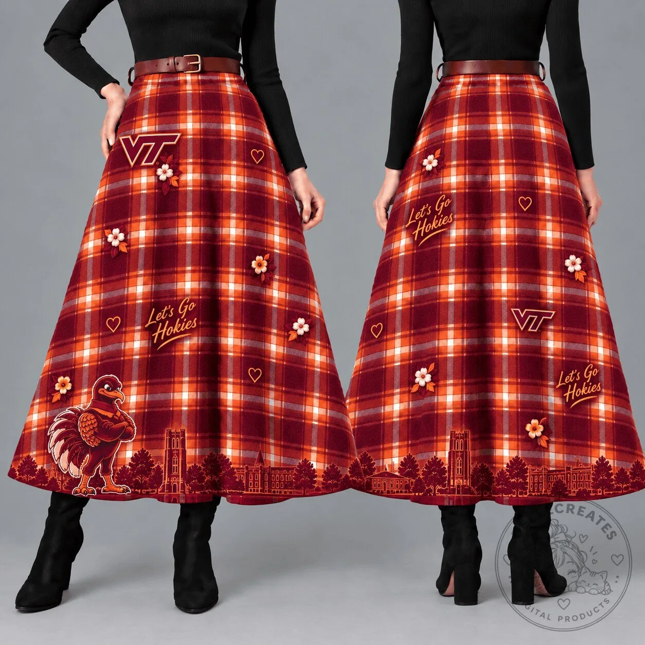 Virginia Tech Hokies Women's Plaid Maxi Skirt