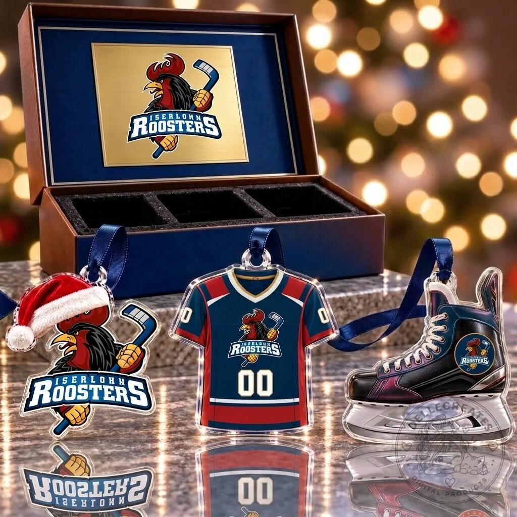 Iserlohn Roosters DEL Hockey Team Christmas Tree Ornament Set