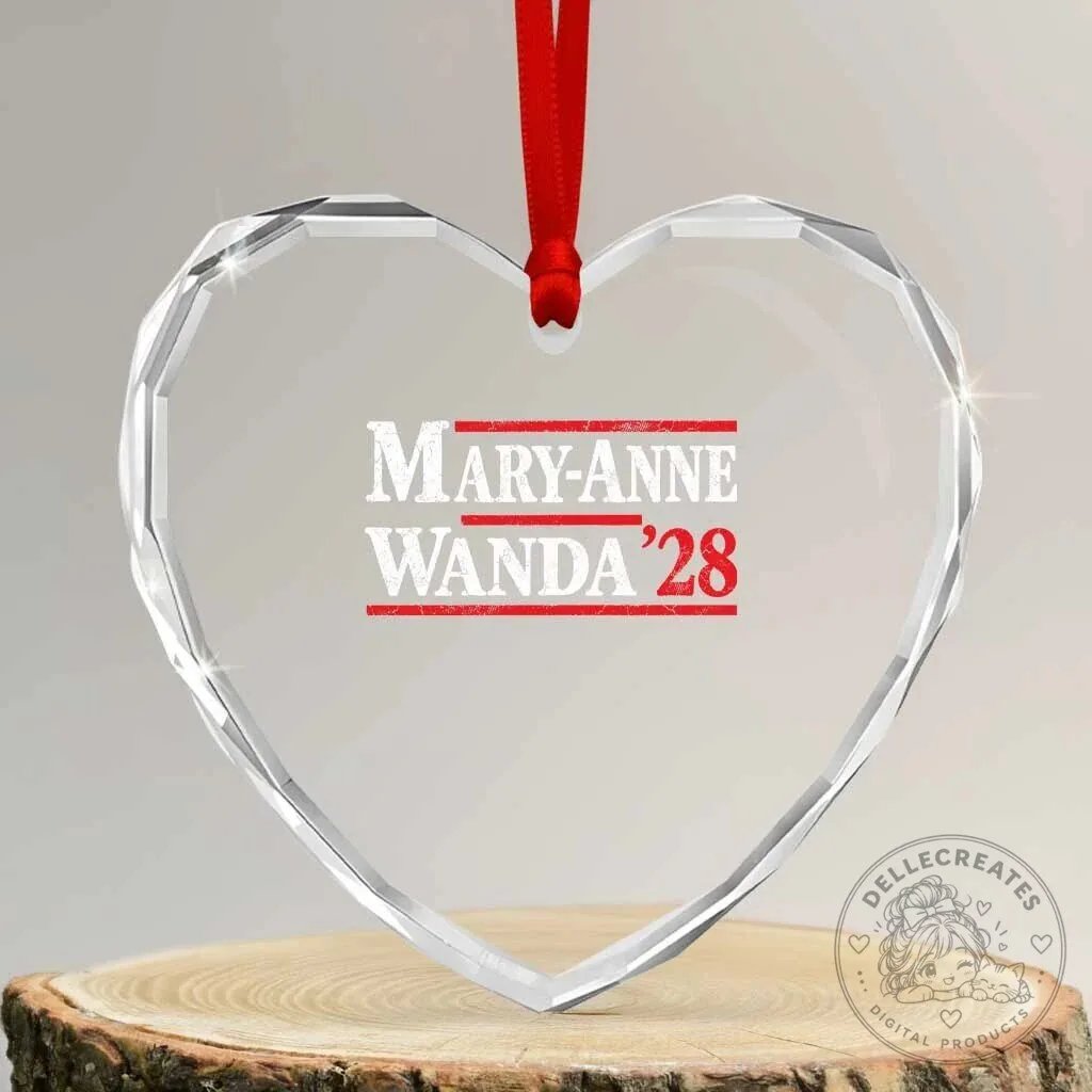 Mary-Anne Wanda 2028 Election Campaign Heart Shaped Crystal Glass Ornament