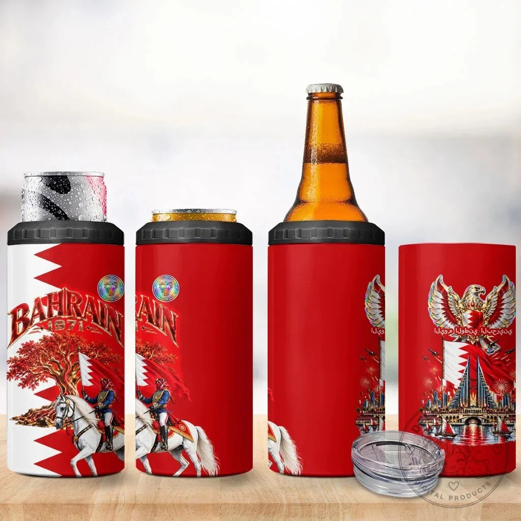 Bahrain National Day Cultural Emblem Flag Horse Knight Can Cooler Tumbler 8 Bahrain National Day Cultural Emblem Flag Horse Knight Can Cooler Tumbler