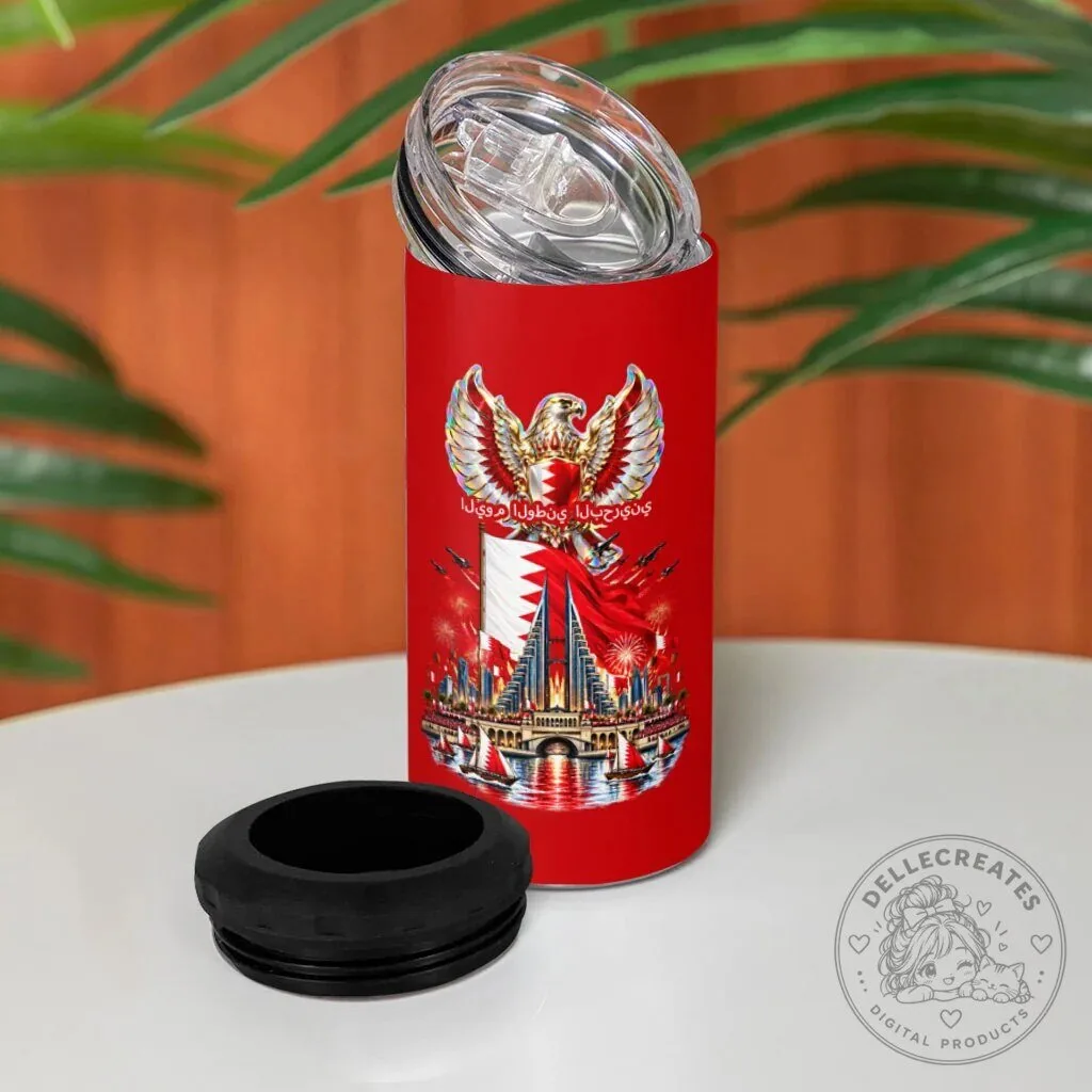 Bahrain National Day Cultural Emblem Flag Horse Knight Can Cooler Tumbler 10 Bahrain National Day Cultural Emblem Flag Horse Knight Can Cooler Tumbler
