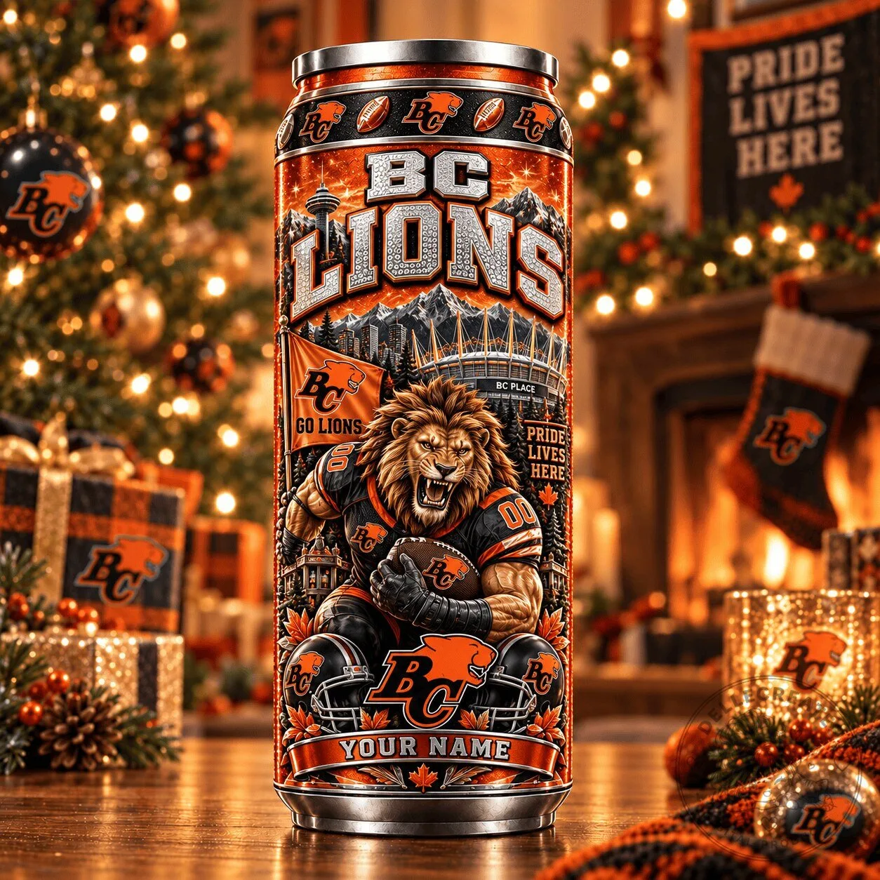 BC Lions Football Team Personalized Can Tumbler for Canadian Football League Fans