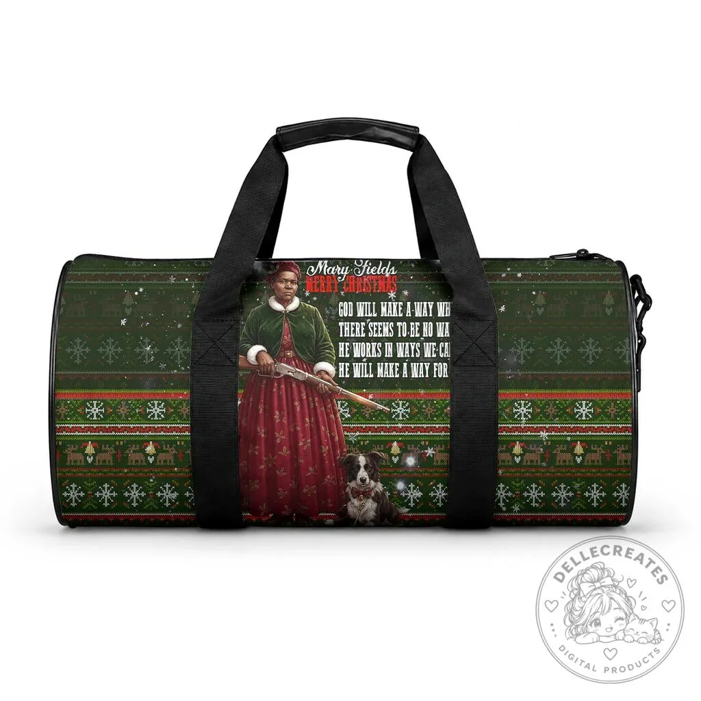 Mary Fields Merry Christmas Duffle Bag Old West Pioneer Vintage Holiday Art