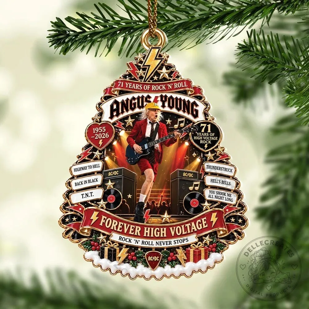 AC/DC Angus Young Forever High Voltage Rock and Roll Christmas Tree Ornament