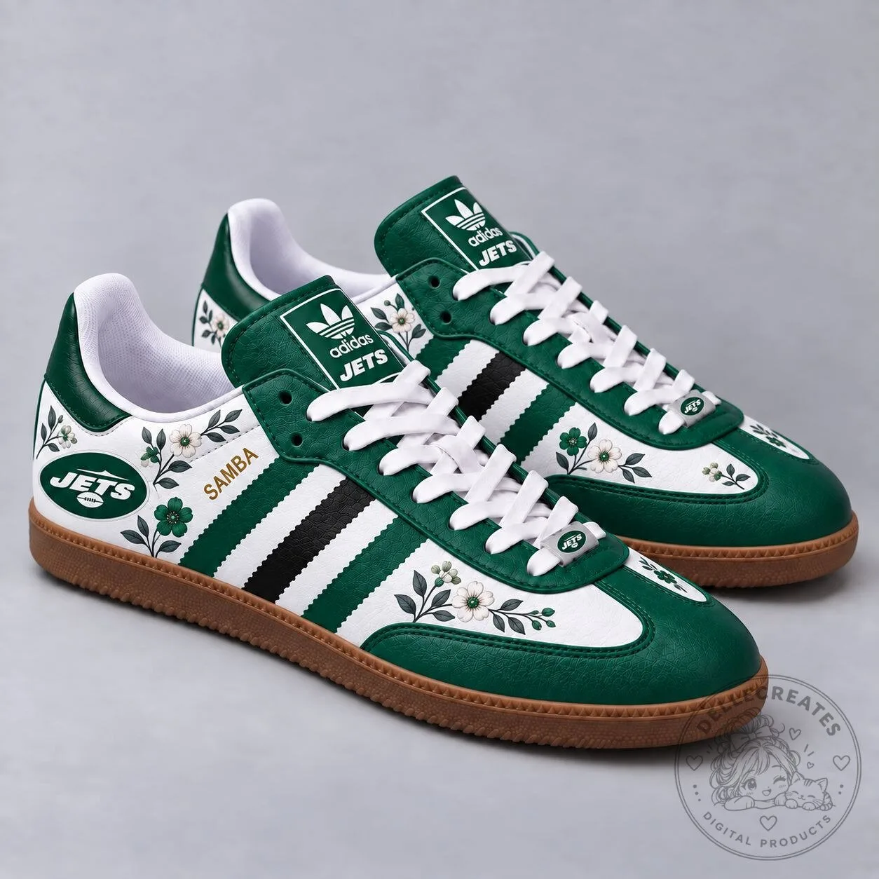New York Jets Floral Game Day Samba Shoes