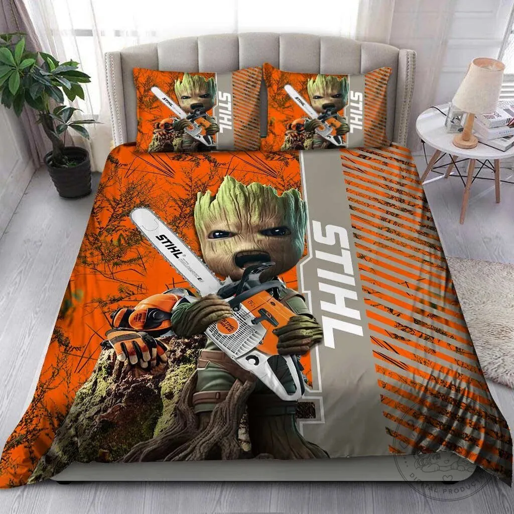 Chainsaw Man Anime Denji and Pochita Orange Bedding Set