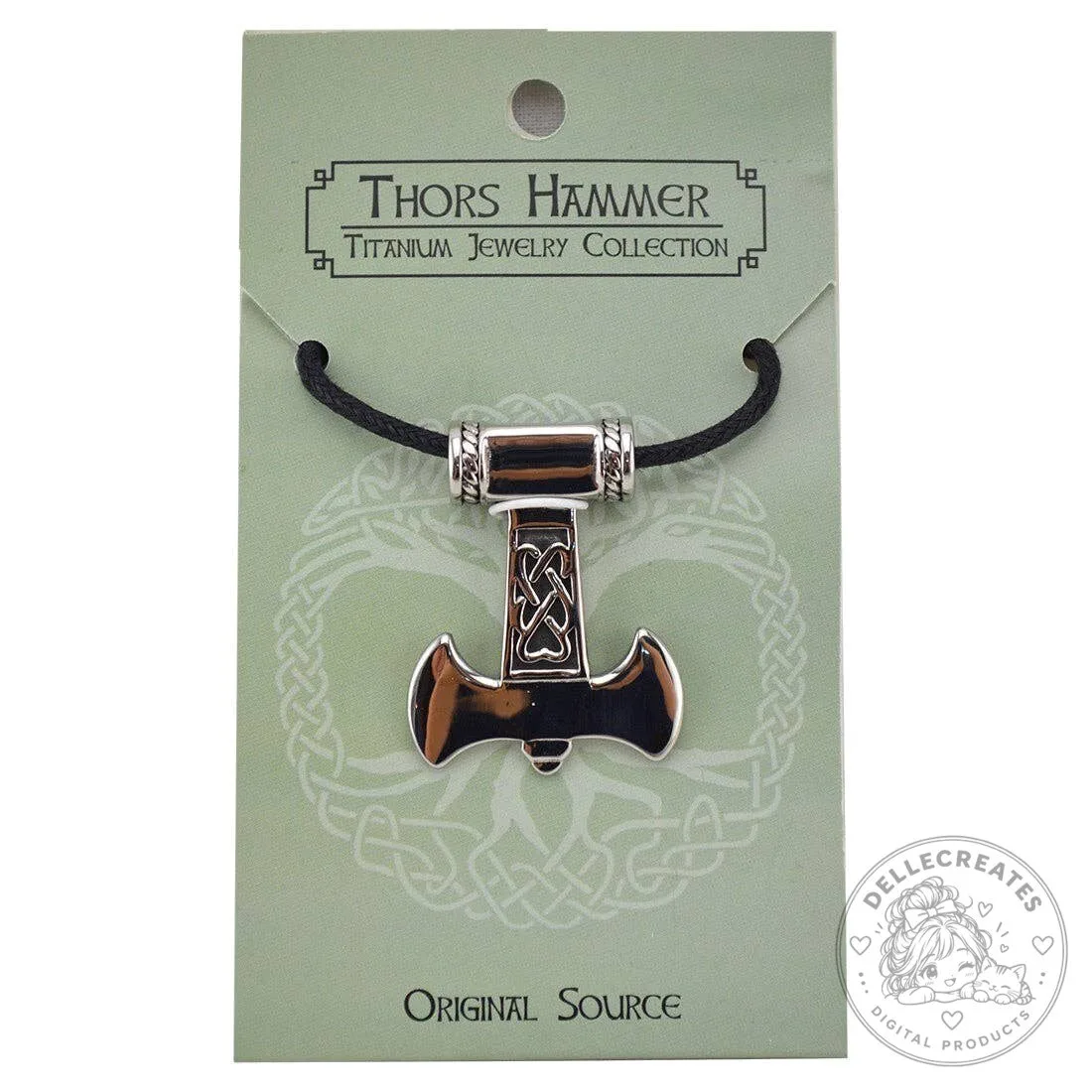 Thor's Hammer Mjolnir Celtic Knot Titanium Pendant Necklace