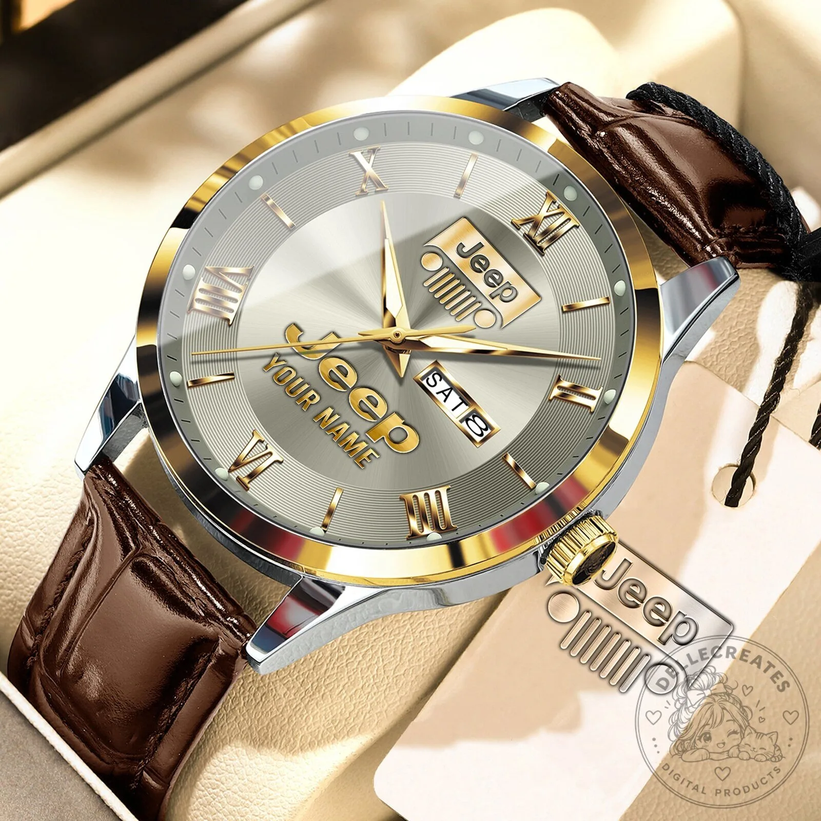 Jeep Custom Name Elegant Fashion Design Leather Strap Men's Watch