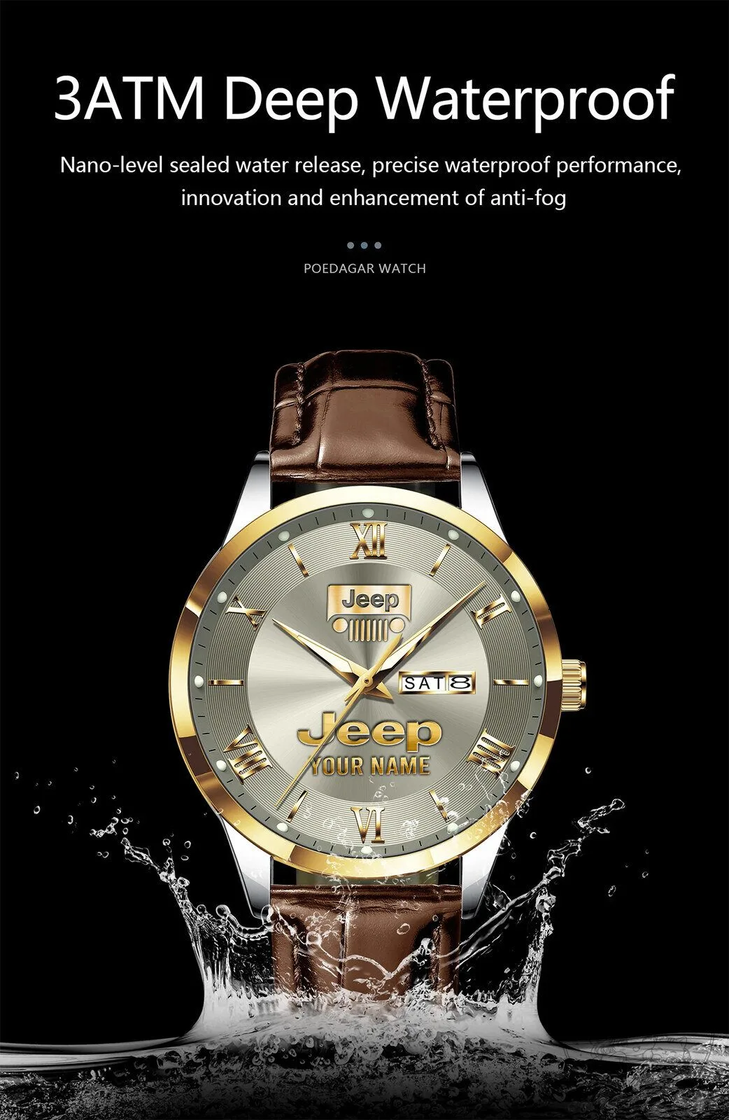 Jeep Custom Name Elegant Fashion Design Leather Strap Men's Watch 19 Jeep Custom Name Elegant Fashion Design Leather Strap Men