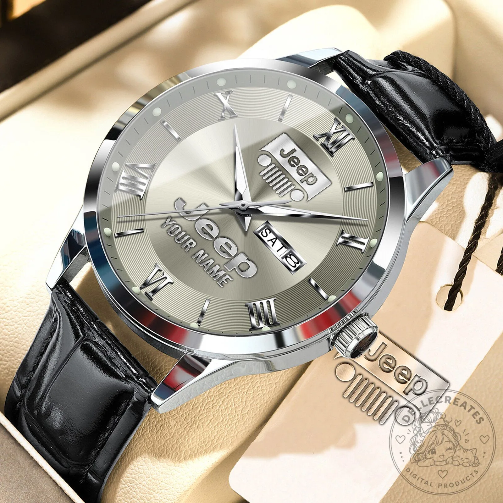 Jeep Custom Name Elegant Fashion Design Leather Strap Men's Watch 22 Jeep Custom Name Elegant Fashion Design Leather Strap Men
