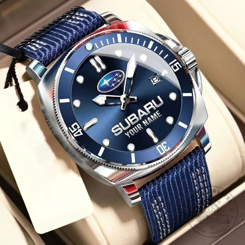Subaru Custom Name Blue Dial Sport Watch for Men