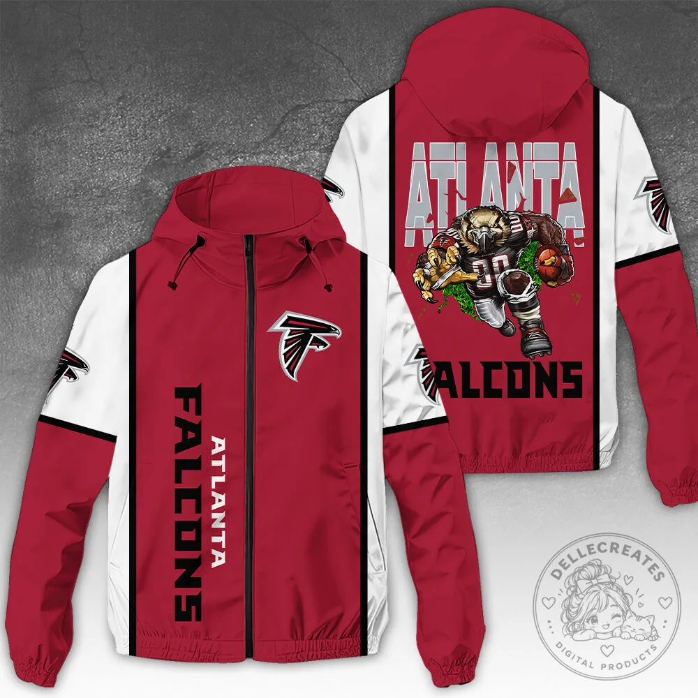 Atlanta Falcons NFL Football Team Red and White Fan Windbreaker Jacket