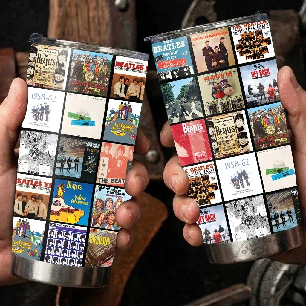 The Beatles Album Covers Collage Insulated Stainless Steel Tumbler 9 The Beatles Album Covers Collage Insulated Stainless Steel Tumbler