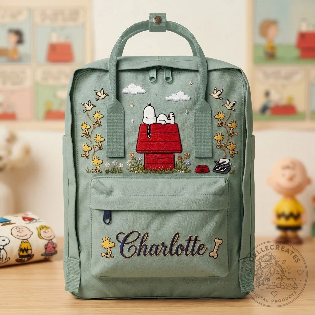 Snoopy Peanuts Personalized Embroidered Backpack with Woodstock and Charlie Brown