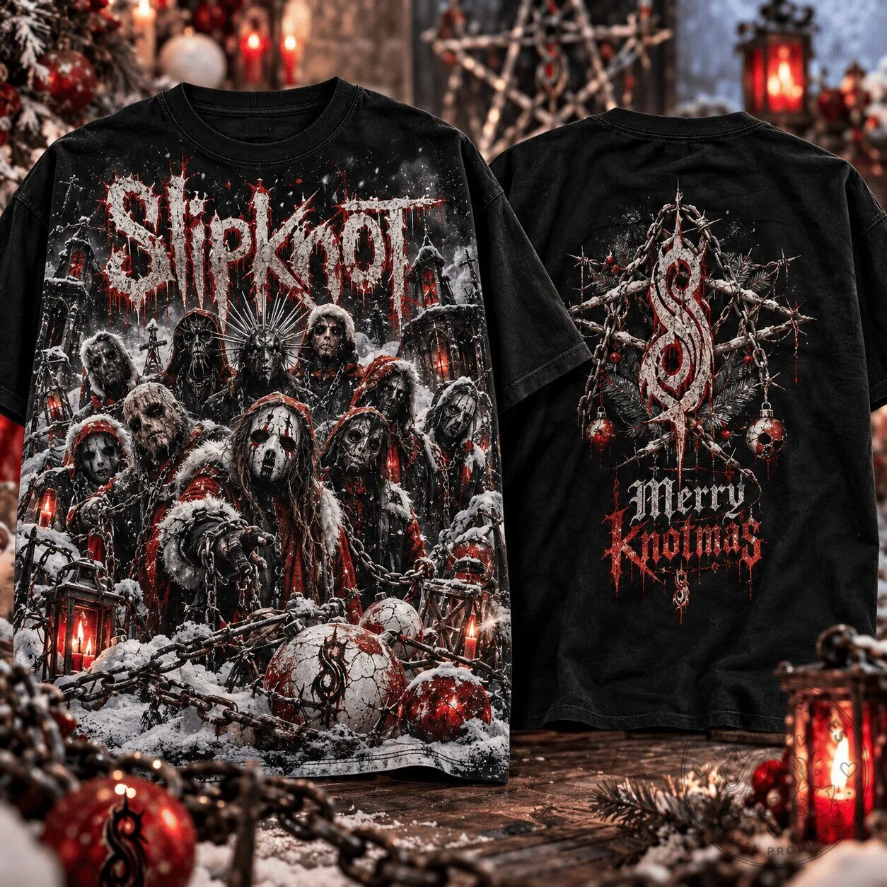 Slipknot Merry Christmas Heavy Metal Band Fan T-Shirt