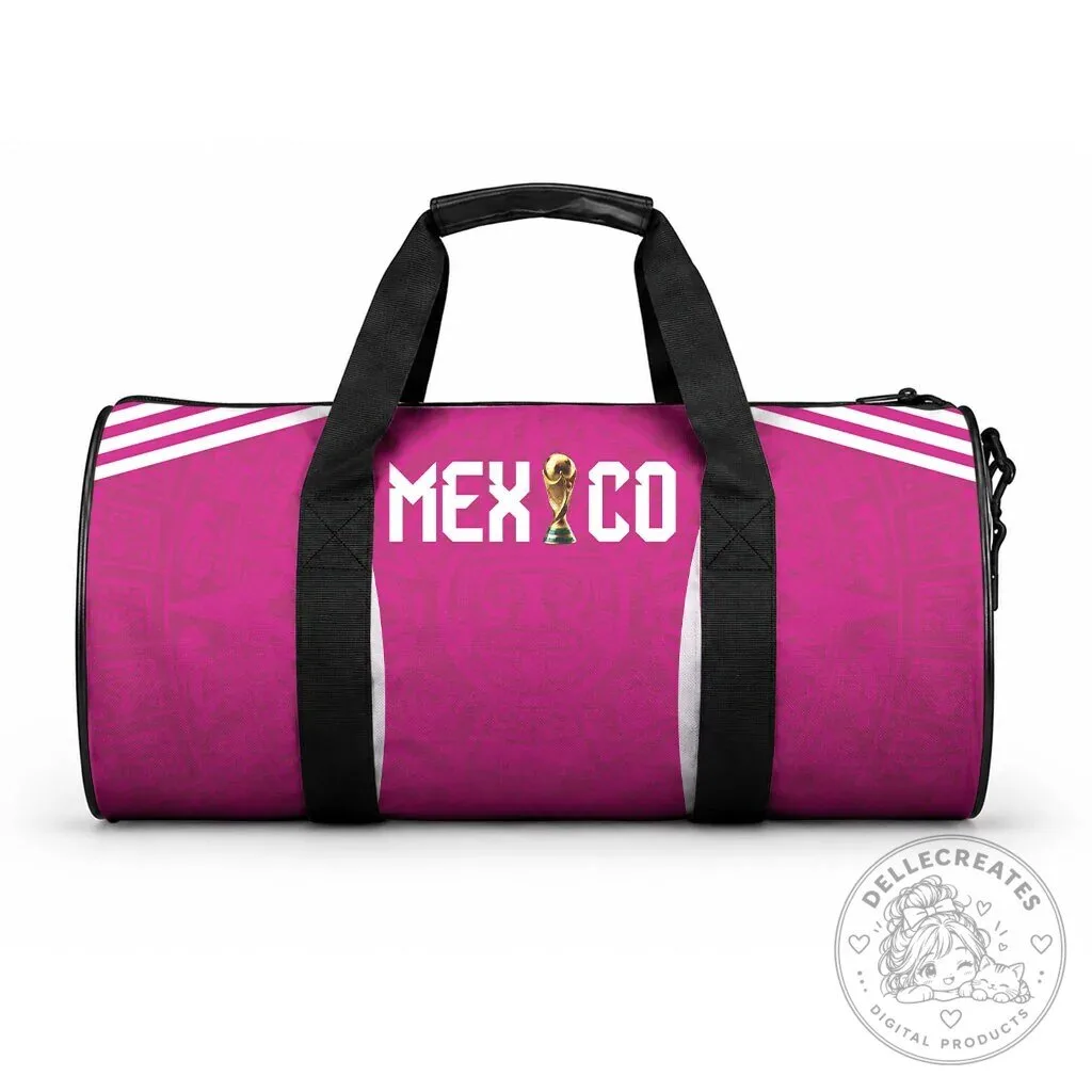 Mexico 2026 Football Pink Duffle Bag Golden Eagle Victory