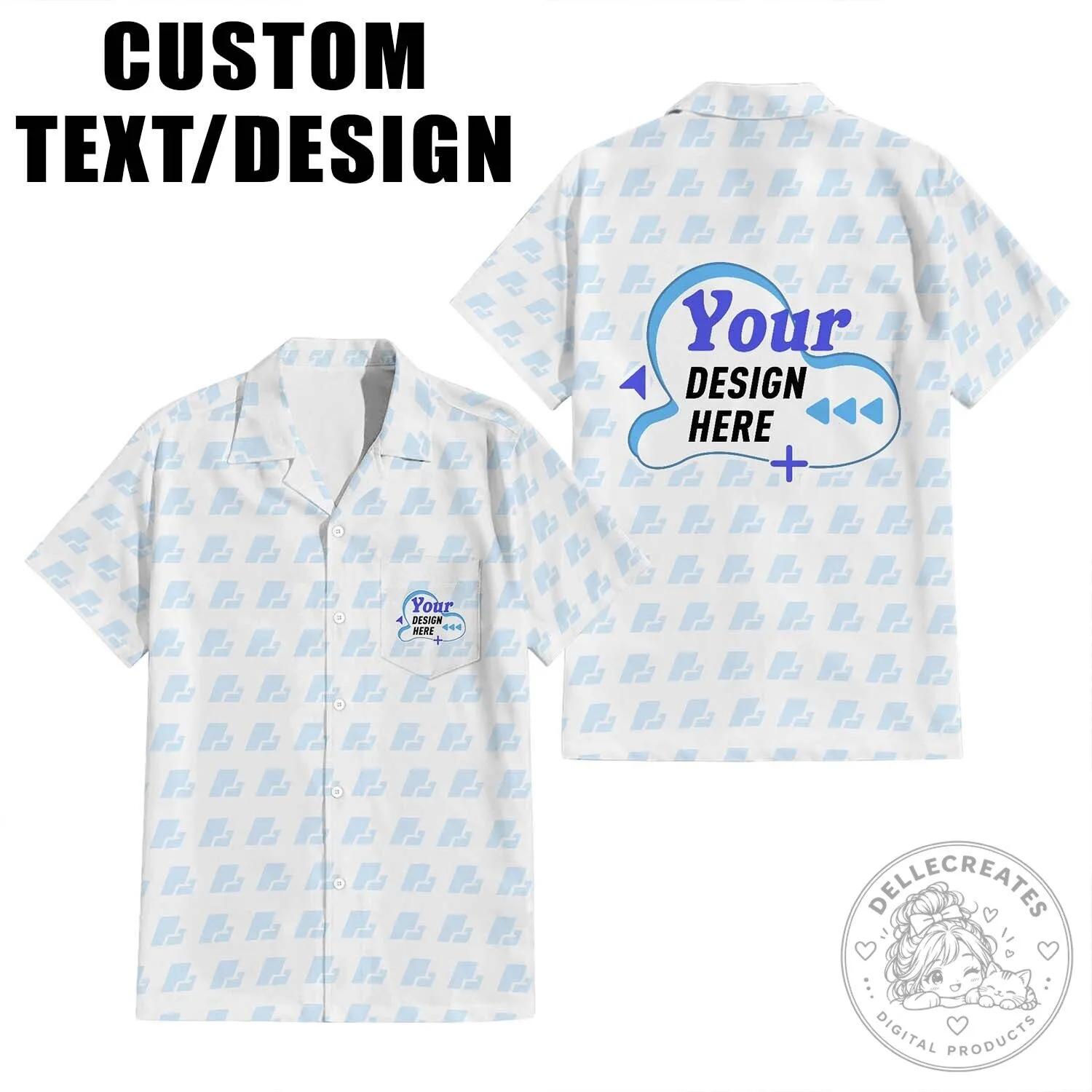 Custom Text Design Personalized Pocket Hawaiian Shirt for Men and Women