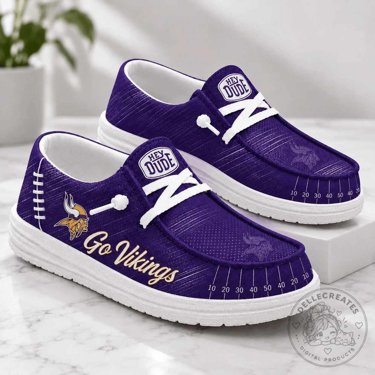 Minnesota Vikings Hey Dude Style Football Field Fan Loafer Shoes