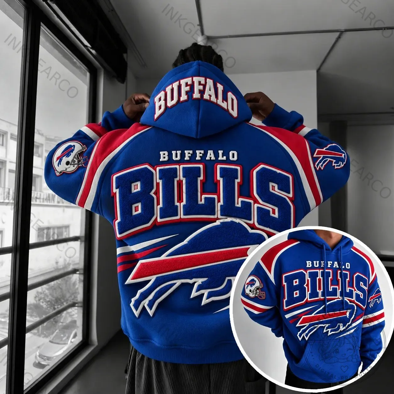 Buffalo Bills NFL Football Team Blue and Red Hoodie