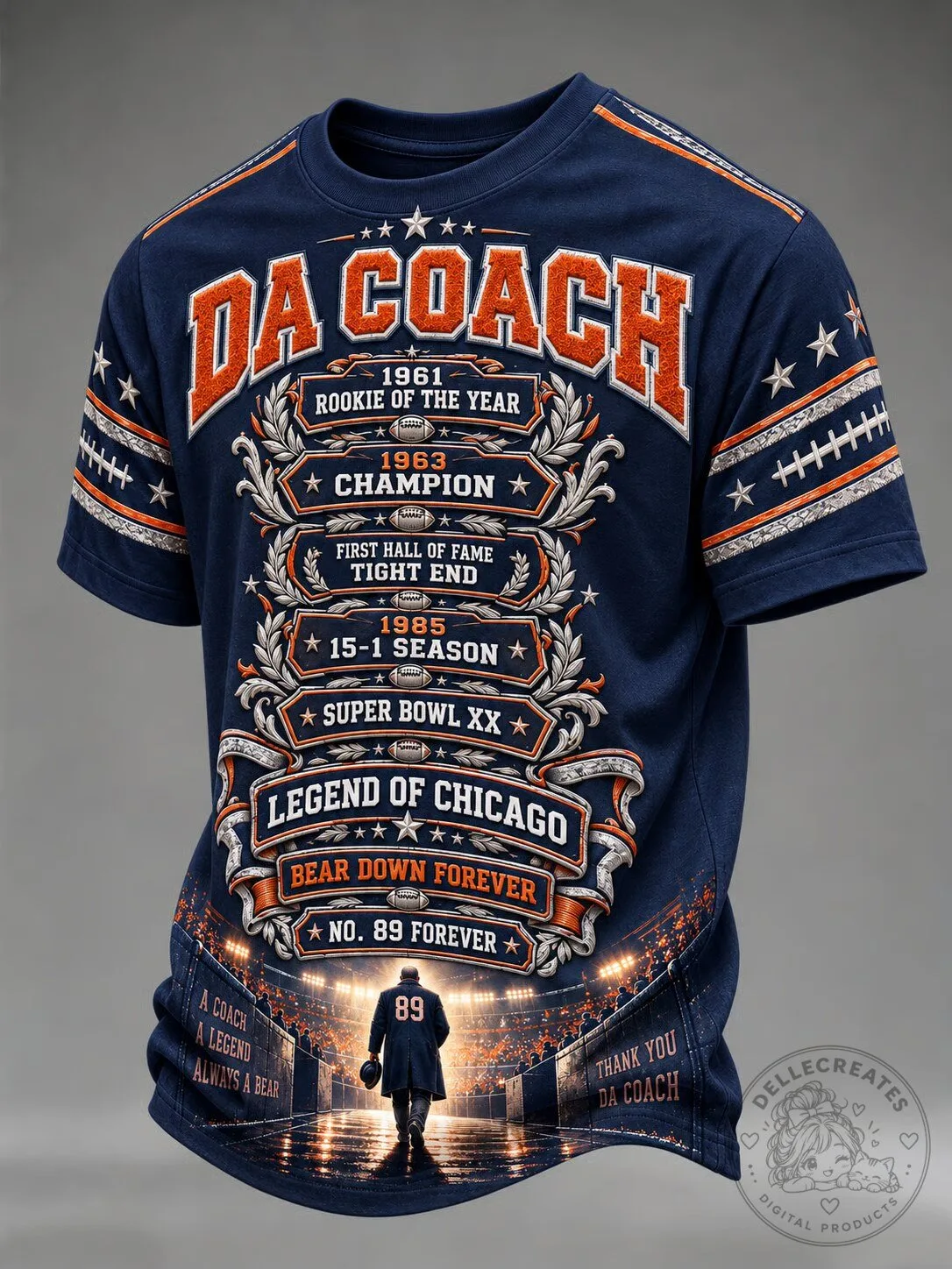 Da Coach Mike Ditka Chicago Bears Football Legend Memorial T-Shirt 2 Da Coach Mike Ditka Chicago Bears Football Legend Memorial T-Shirt