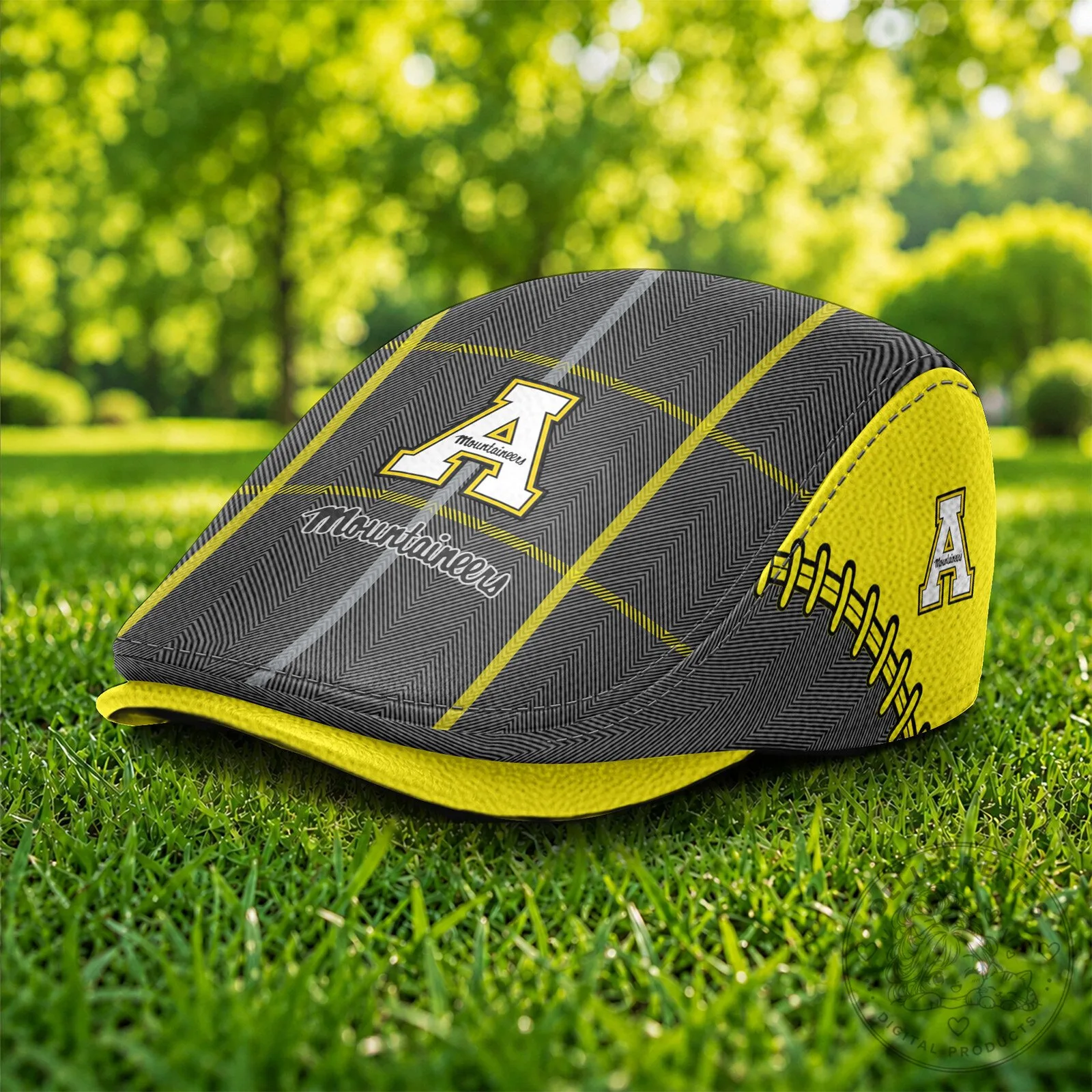 Appalachian State Mountaineers NCAA Plaid Pattern Yellow Flat Cap Hat