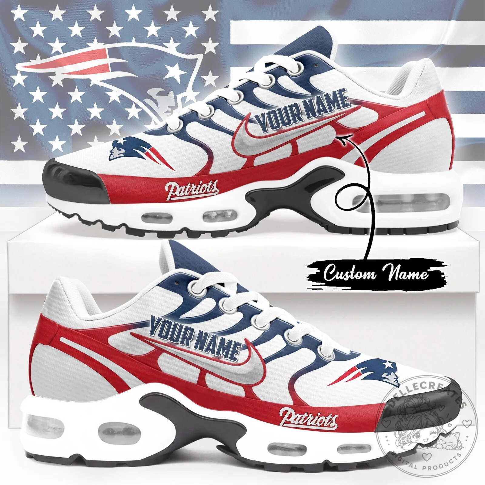 New England Patriots Custom Name Personalized NFL Football Team Shoes