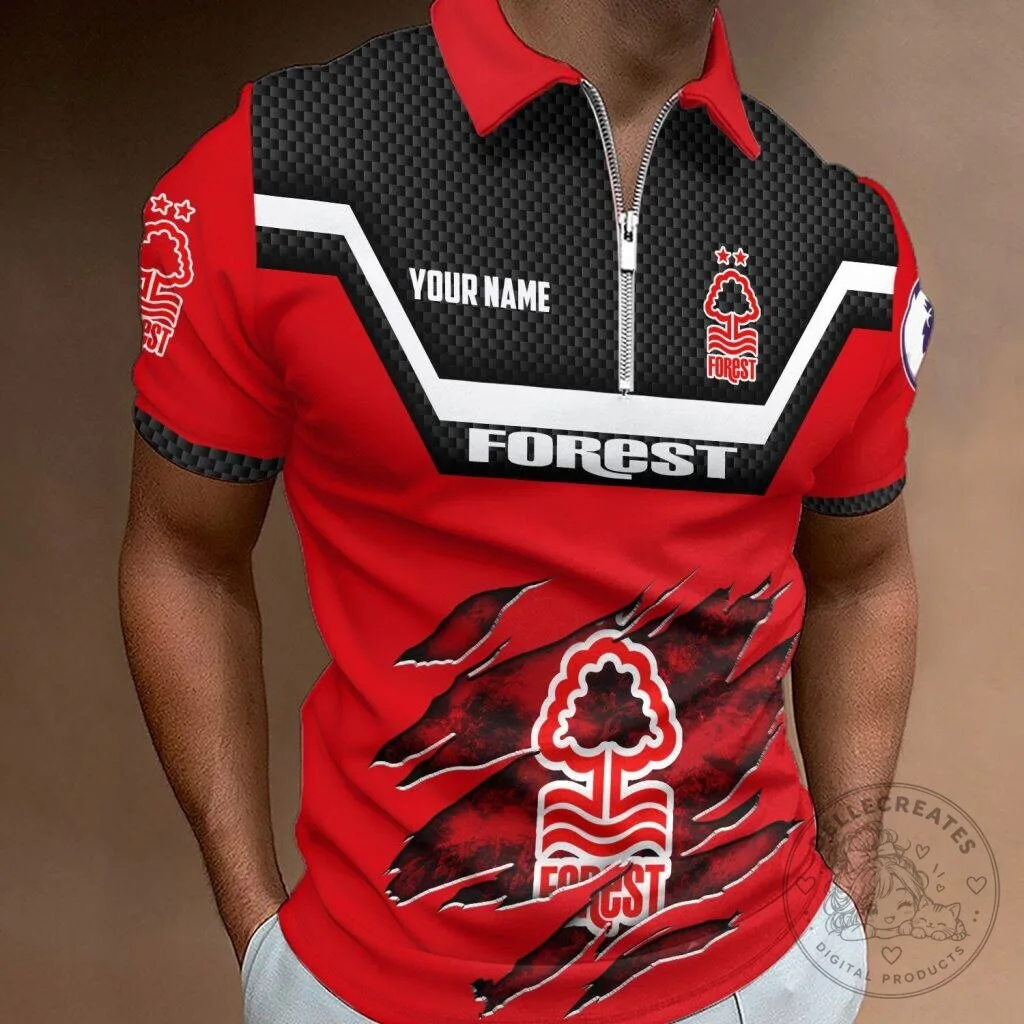Nottingham Forest Personalized Name Zipper Polo Shirt for Men 6 Nottingham Forest Personalized Name Zipper Polo Shirt for Men