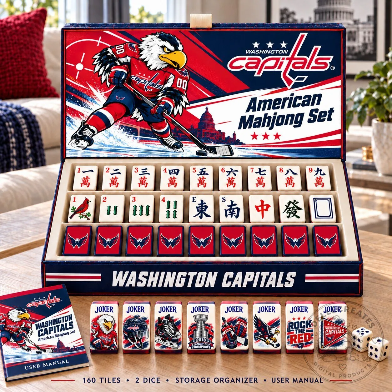 Washington Capitals American Mahjong Game Set with Storage Organizer