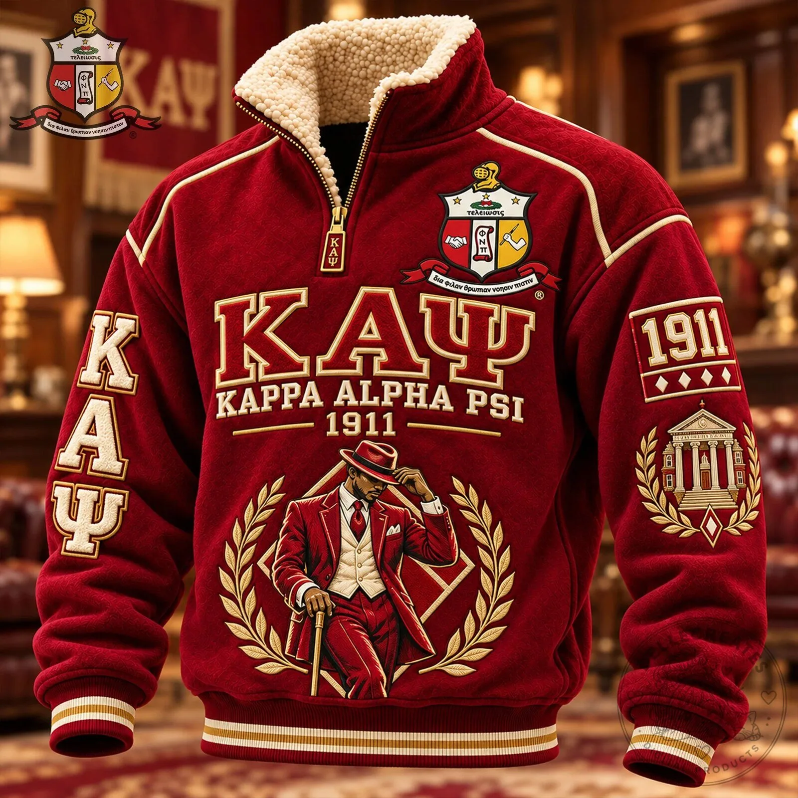 Kappa Alpha Psi Fraternity Sherpa Collar Pullover Sweatshirt